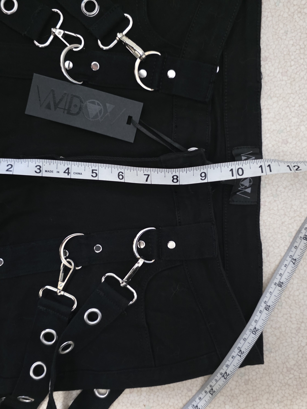 Dolls Kill- Widow- Black Flared Grommet Bondage Strap Pants- Sz L- NWT - Picture 5 of 12